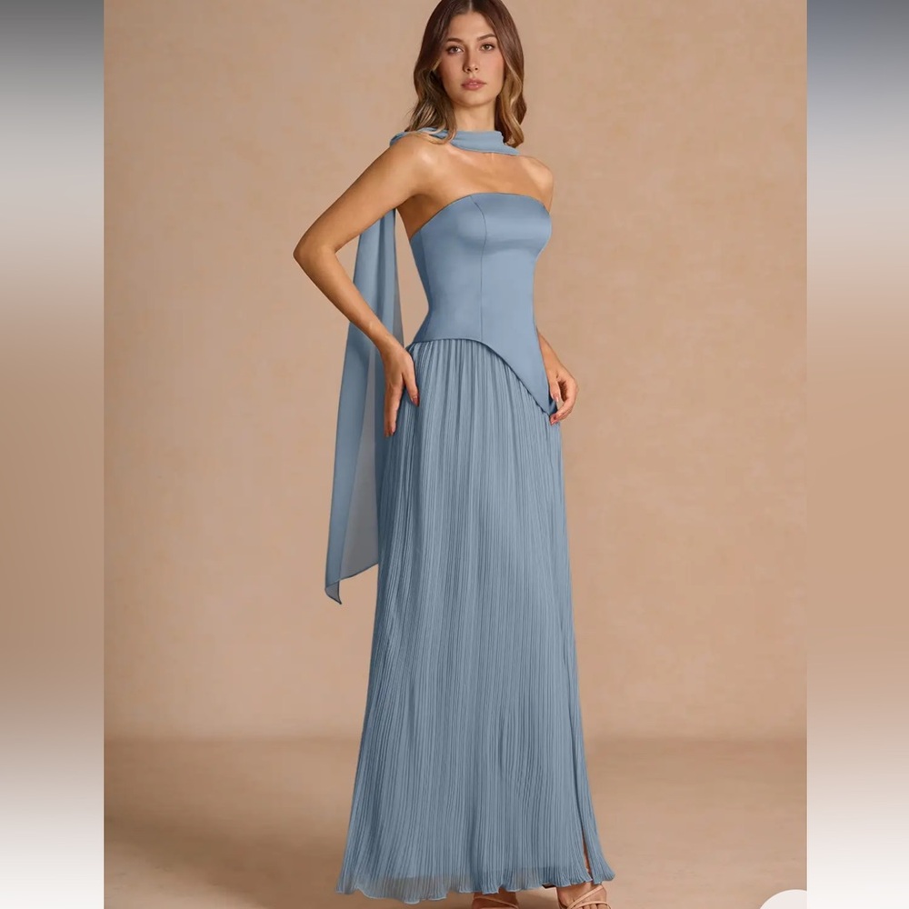 Strapless Azazie Powder Blue Maxi Dress Size 4